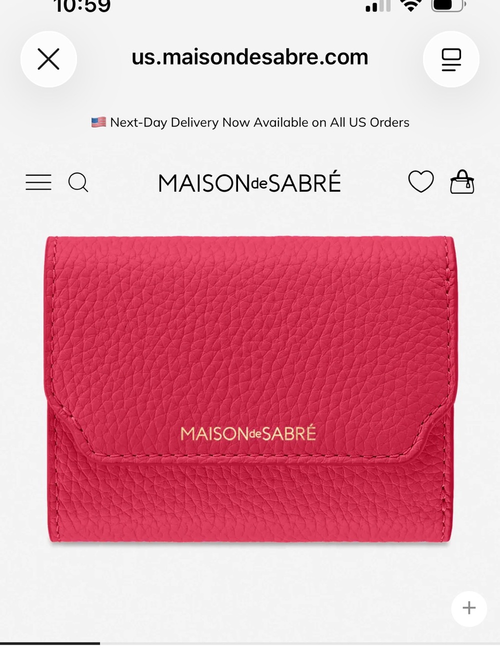 MAISON de SABRÉ Fuchsia & Lavender Pebbled Leather Trifold Wallet